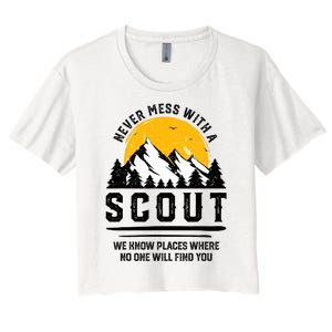 Never Mess With A Scout Funny Camping Proud Scout Scouting Women's Crop Top Tee