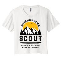 Never Mess With A Scout Funny Camping Proud Scout Scouting Women's Crop Top Tee