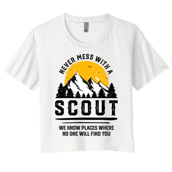 Never Mess With A Scout Funny Camping Proud Scout Scouting Women's Crop Top Tee