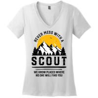 Never Mess With A Scout Funny Camping Proud Scout Scouting Women's V-Neck T-Shirt