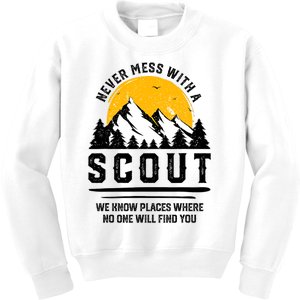 Never Mess With A Scout Funny Camping Proud Scout Scouting Kids Sweatshirt