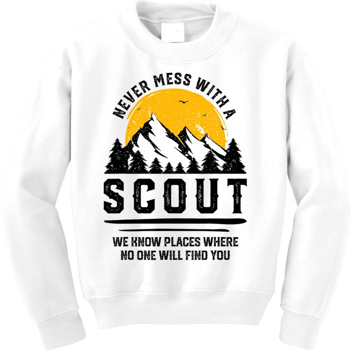 Never Mess With A Scout Funny Camping Proud Scout Scouting Kids Sweatshirt