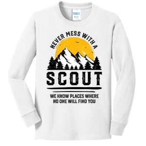 Never Mess With A Scout Funny Camping Proud Scout Scouting Kids Long Sleeve Shirt