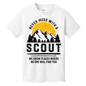 Never Mess With A Scout Funny Camping Proud Scout Scouting Kids T-Shirt