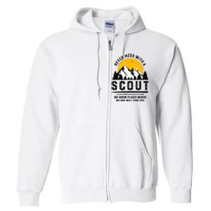 Never Mess With A Scout Funny Camping Proud Scout Scouting Full Zip Hoodie