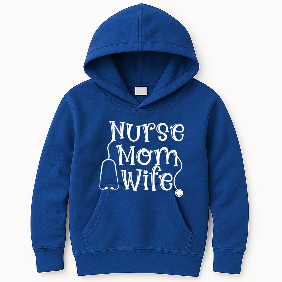 Nurse Mom Wife Stethoscope Mom Wife Nurse Cool Gift Kids Hoodie
