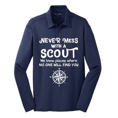 Never Mess With A Scout Silk Touch Performance Long Sleeve Polo