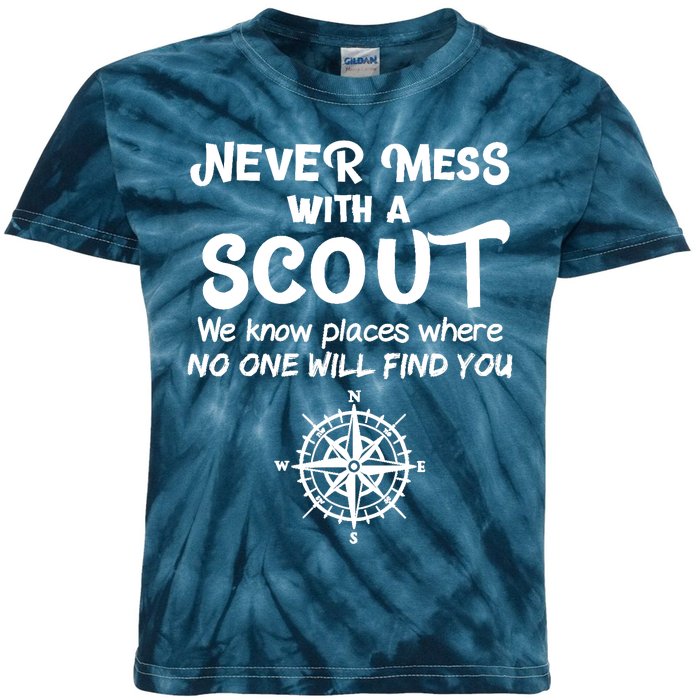 Never Mess With A Scout Kids Tie-Dye T-Shirt