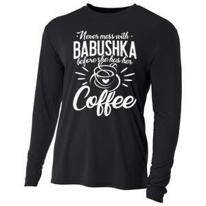 Never Mess With Babushka Coffee Russian Grandma Mother's Day Cooling Performance Long Sleeve Crew