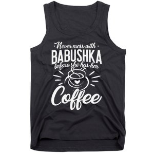 Never Mess With Babushka Coffee Russian Grandma Mother's Day Tank Top