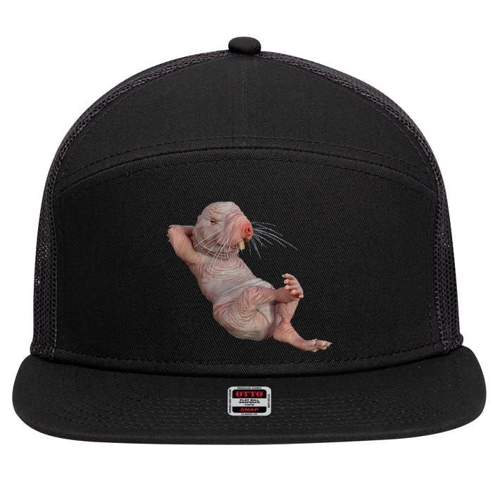 Naked Molerat Zookeeper Safari Animal Lover Mole Rat 7 Panel Mesh Trucker Snapback Hat