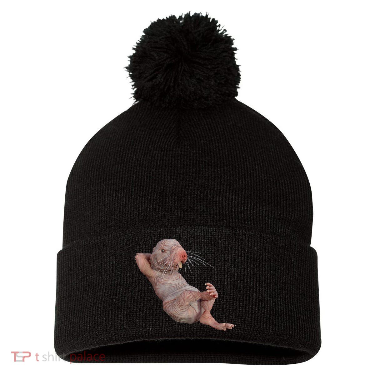 Naked Molerat Zookeeper Safari Animal Lover Mole Rat Pom Pom 12in Knit Beanie