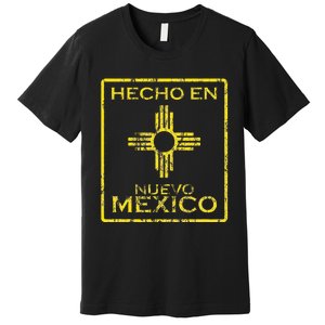 New Mexico Zia Symbol Distressed Hecho En New Mexico Premium T-Shirt