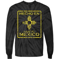 New Mexico Zia Symbol Distressed Hecho En New Mexico Tie-Dye Long Sleeve Shirt