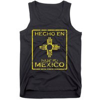 New Mexico Zia Symbol Distressed Hecho En New Mexico Tank Top