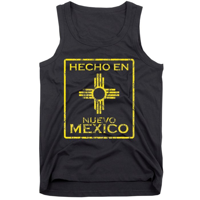 New Mexico Zia Symbol Distressed Hecho En New Mexico Tank Top