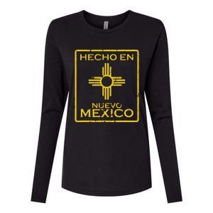 New Mexico Zia Symbol Distressed Hecho En New Mexico Womens Cotton Relaxed Long Sleeve T-Shirt