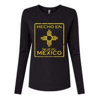 New Mexico Zia Symbol Distressed Hecho En New Mexico Womens Cotton Relaxed Long Sleeve T-Shirt