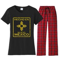 New Mexico Zia Symbol Distressed Hecho En New Mexico Women's Flannel Pajama Set