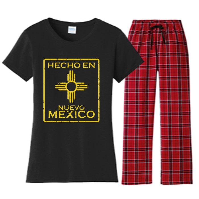 New Mexico Zia Symbol Distressed Hecho En New Mexico Women's Flannel Pajama Set