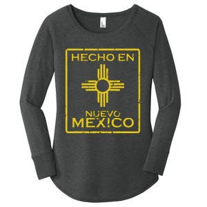 New Mexico Zia Symbol Distressed Hecho En New Mexico Women's Perfect Tri Tunic Long Sleeve Shirt