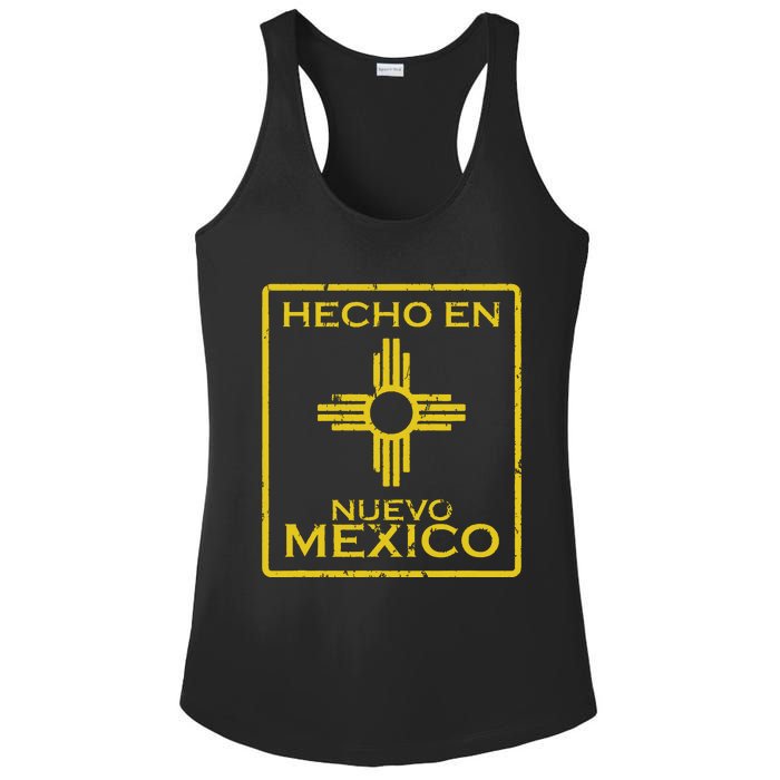 New Mexico Zia Symbol Distressed Hecho En New Mexico Ladies PosiCharge Competitor Racerback Tank