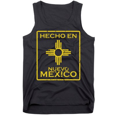 New Mexico Zia Symbol Distressed Hecho En New Mexico Tank Top