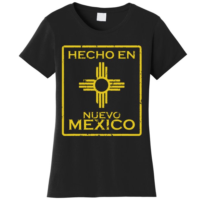 New Mexico Zia Symbol Distressed Hecho En New Mexico Women's T-Shirt