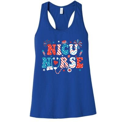 Nicu Nurse 4Th Of July American Flag Patriotic Nicu Nurse Gift Women's Racerback Tank