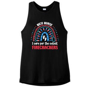 NICU Nurse 4th July I Care for the Cutest Firecrackers Ladies PosiCharge Tri-Blend Wicking Tank