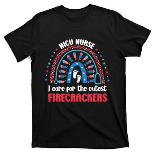 NICU Nurse 4th July I Care for the Cutest Firecrackers T-Shirt