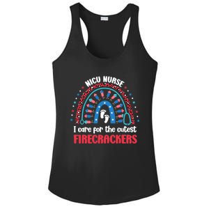 NICU Nurse 4th July I Care for the Cutest Firecrackers Ladies PosiCharge Competitor Racerback Tank