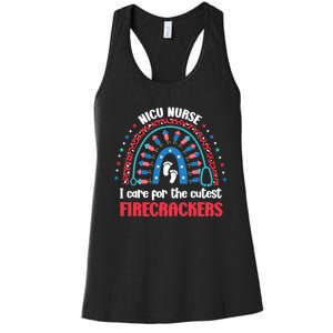 NICU Nurse 4th July I Care for the Cutest Firecrackers Women's Racerback Tank