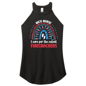 NICU Nurse 4th July I Care for the Cutest Firecrackers Women's Perfect Tri Rocker Tank