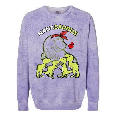 Nanasaurus Nana 4  Dinosaur Mother's Day Colorblast Crewneck Sweatshirt