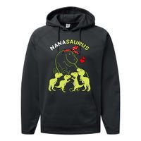 Nanasaurus Nana 4  Dinosaur Mother's Day Performance Fleece Hoodie