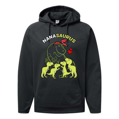 Nanasaurus Nana 4  Dinosaur Mother's Day Performance Fleece Hoodie