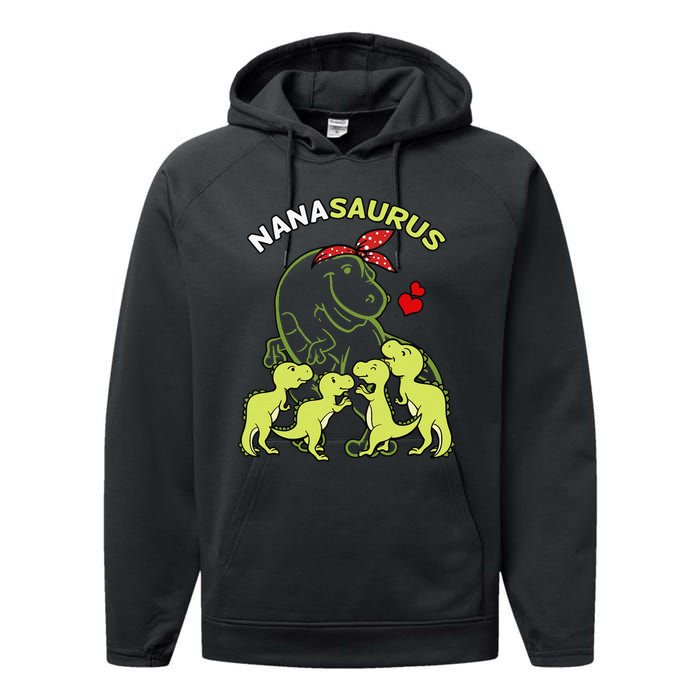 Nanasaurus Nana 4  Dinosaur Mother's Day Performance Fleece Hoodie