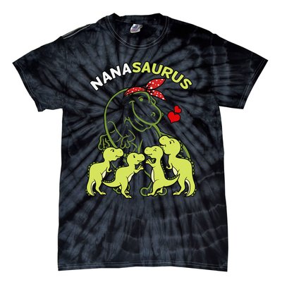 Nanasaurus Nana 4  Dinosaur Mother's Day Tie-Dye T-Shirt