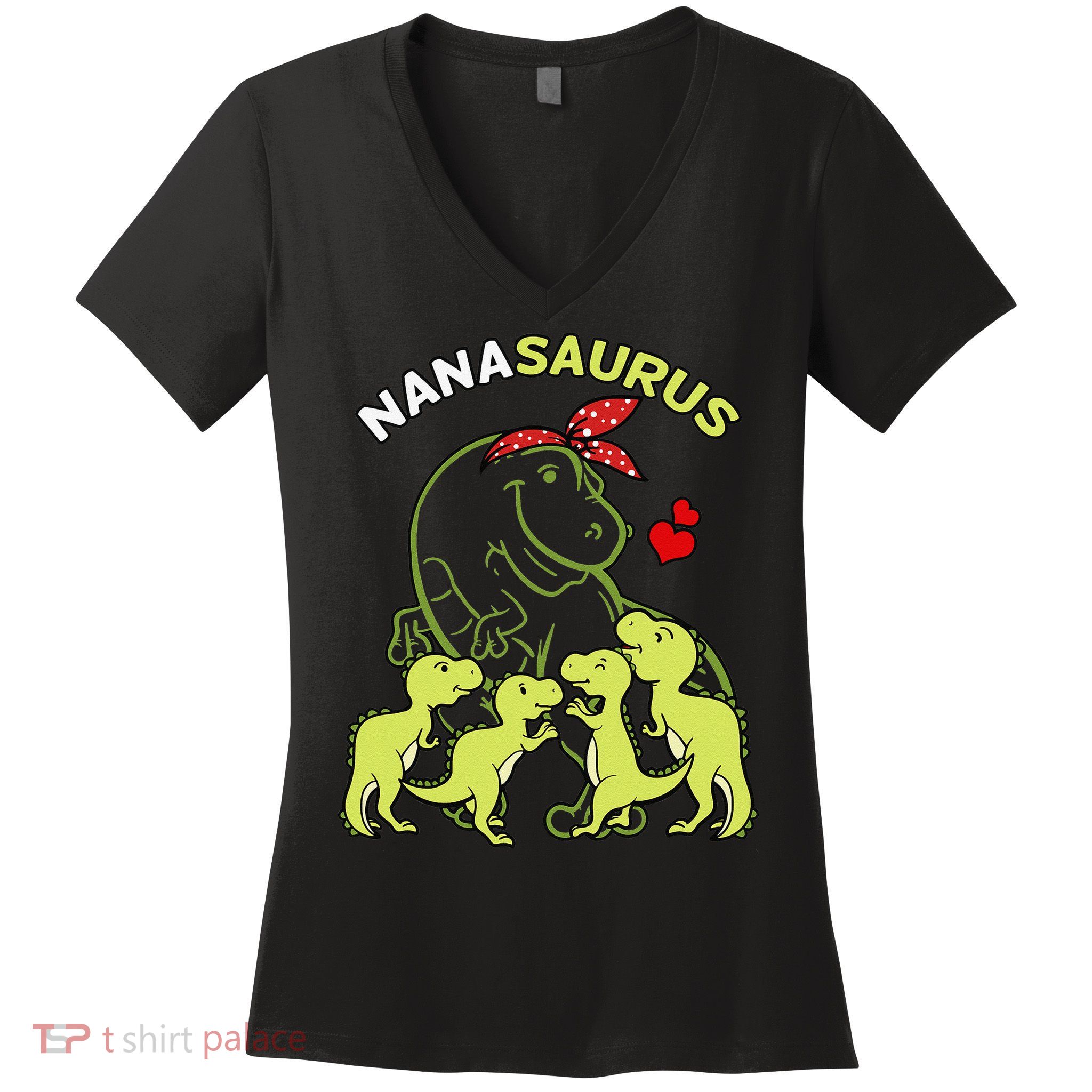 Nanasaurus Nana 4  Dinosaur Mother's Day Women's V-Neck T-Shirt