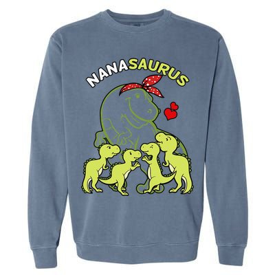 Nanasaurus Nana 4  Dinosaur Mother's Day Garment-Dyed Sweatshirt
