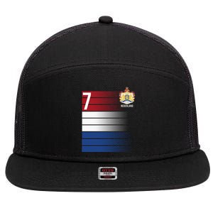 Nederland Number 7 Flag Logo 7 Panel Mesh Trucker Snapback Hat