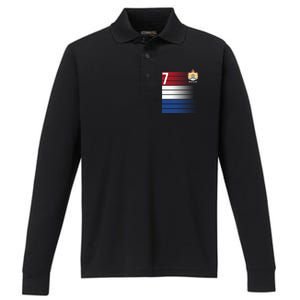 Nederland Number 7 Flag Logo Performance Long Sleeve Polo