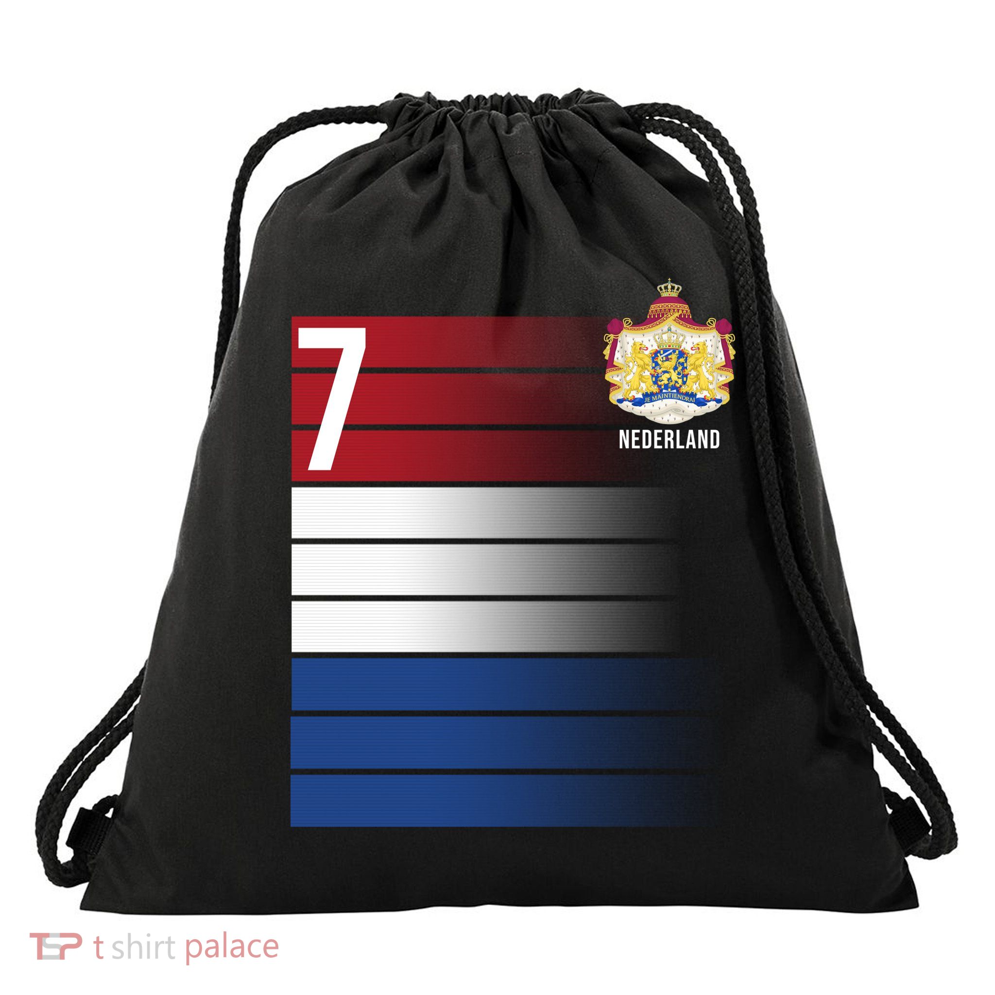 Nederland Number 7 Flag Logo Drawstring Bag