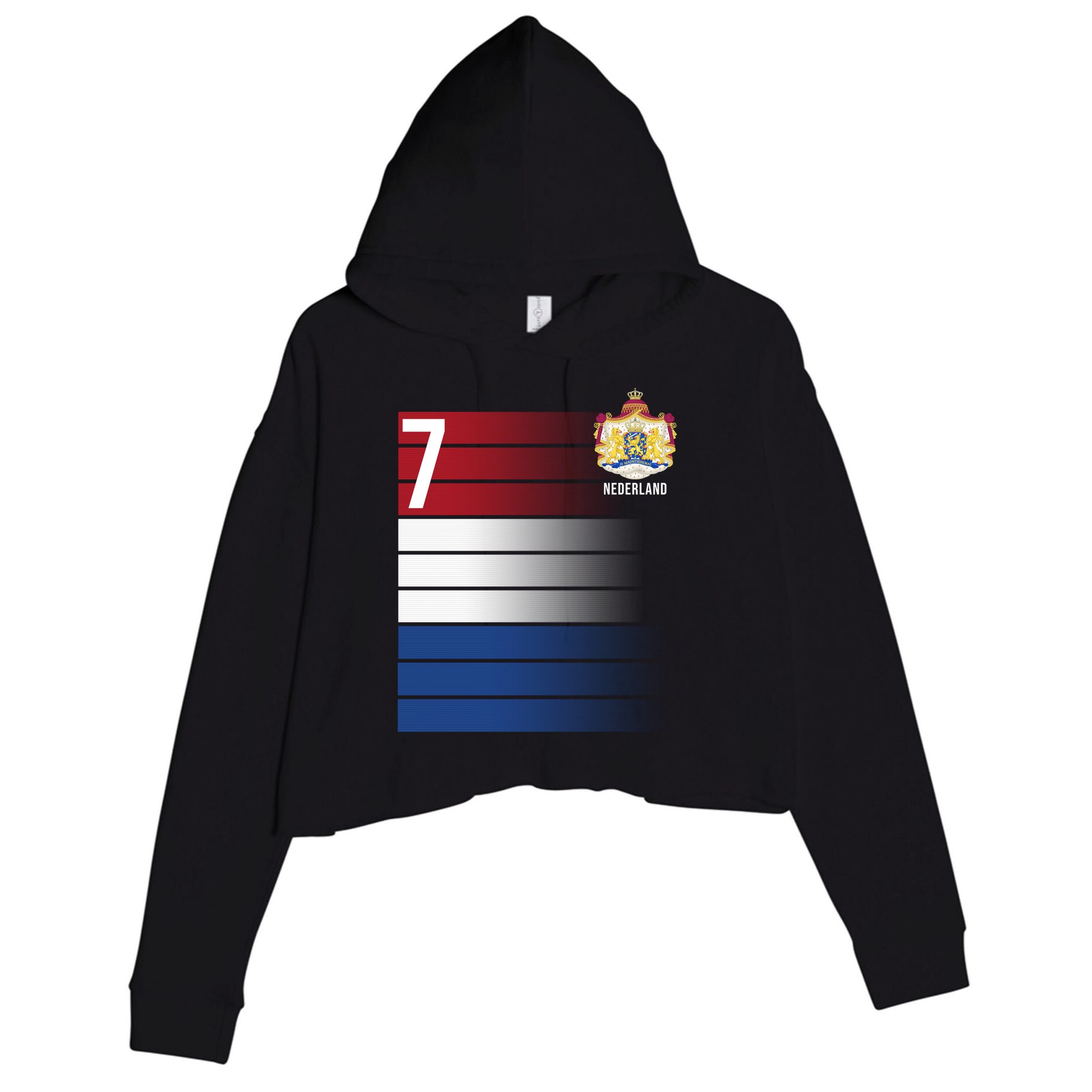 Nederland Number 7 Flag Logo Crop Fleece Hoodie