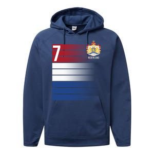 Nederland Number 7 Flag Logo Performance Fleece Hoodie