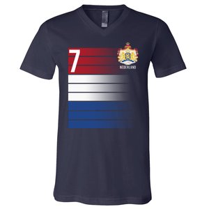 Nederland Number 7 Flag Logo V-Neck T-Shirt