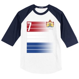 Nederland Number 7 Flag Logo Baseball Sleeve Shirt