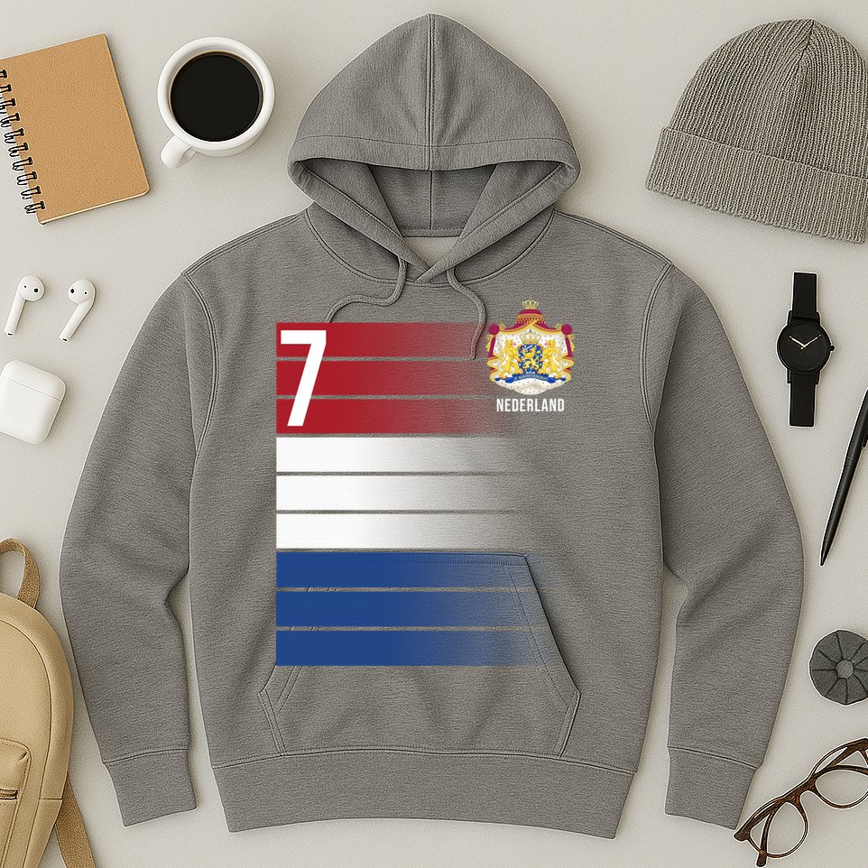 Nederland Number 7 Flag Logo Hoodie