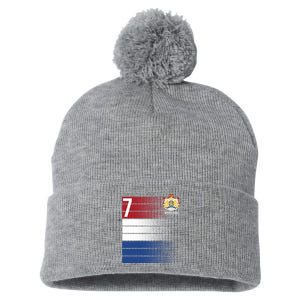 Nederland Number 7 Flag Logo Pom Pom 12in Knit Beanie